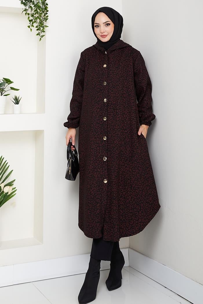 Dilra Kapüşonlu Kap 1632 - Bordo