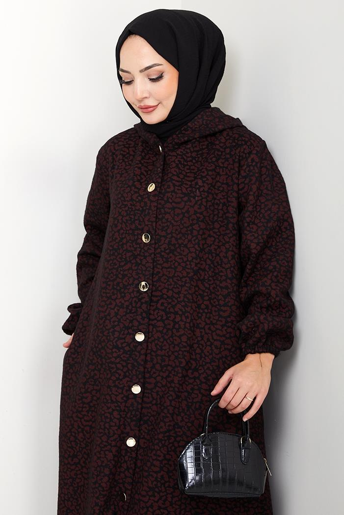 Dilra Kapüşonlu Kap 1632 - Bordo