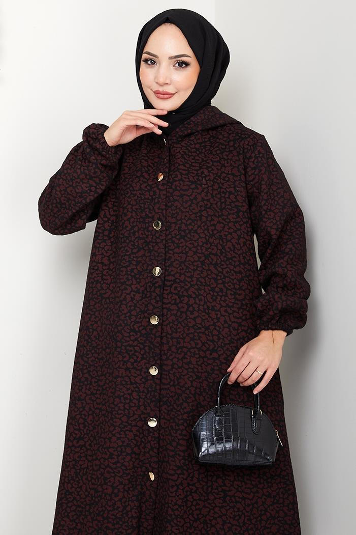 Dilra Kapüşonlu Kap 1632 - Bordo