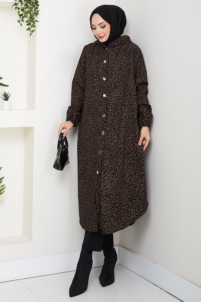 Dilra Kapüşonlu Kap 1632 - Kahve