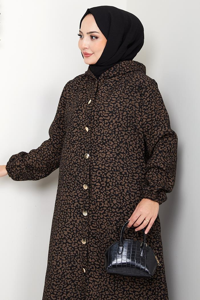 Dilra Kapüşonlu Kap 1632 - Kahve