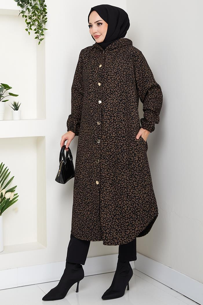 Dilra Kapüşonlu Kap 1632 - Kahve