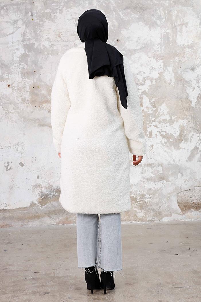 Duha Tesettür Peluş Kap 1218 - Beyaz