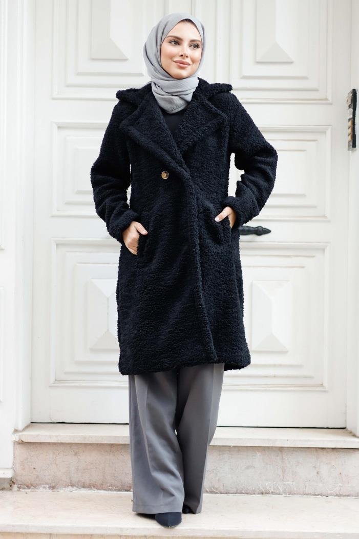 Duha Tesettür Peluş Kap 1218 - Siyah