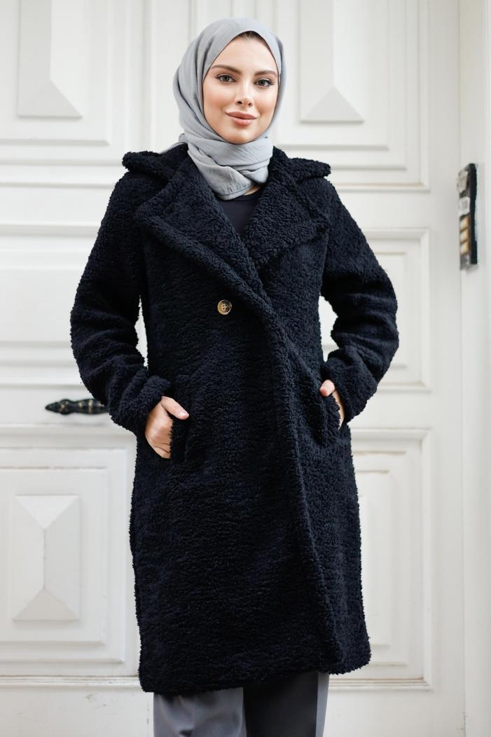 Duha Tesettür Peluş Kap 1218 - Siyah