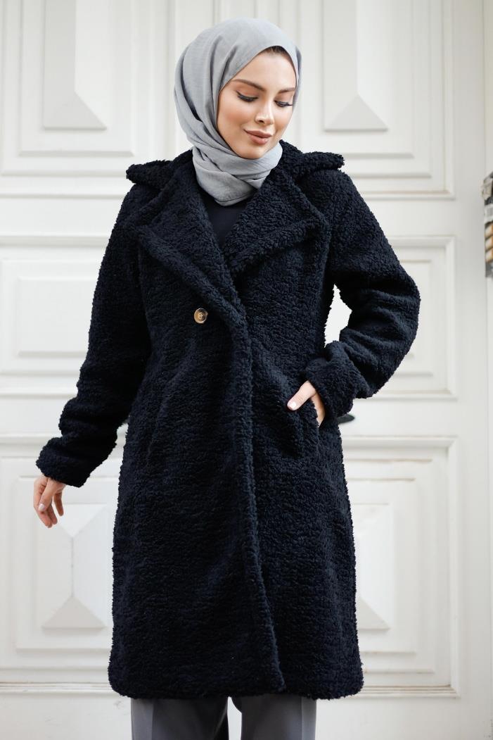 Duha Tesettür Peluş Kap 1218 - Siyah