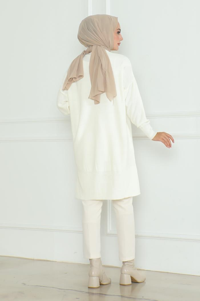 Ebrar Triko Tunik 1129 - Beyaz