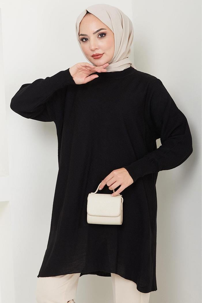 Ebrar Triko Tunik 1129 - Siyah