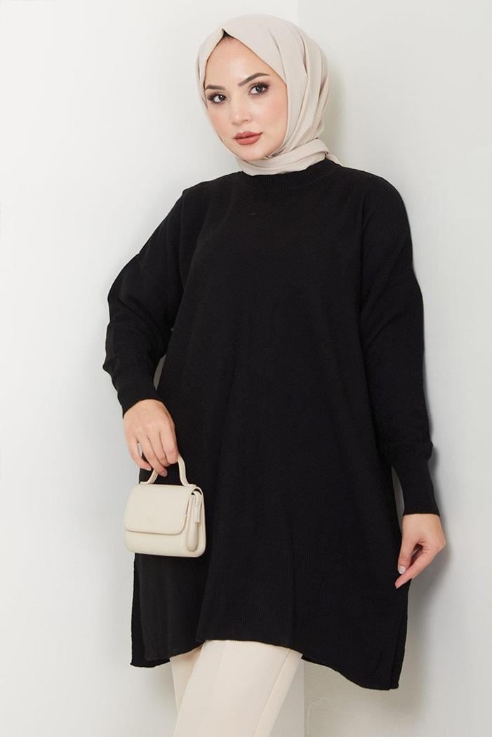 Ebrar Triko Tunik 1129 - Siyah