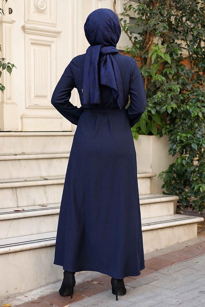 Edna Fermuarlı Tesettür Ferace 1265 - Lacivert