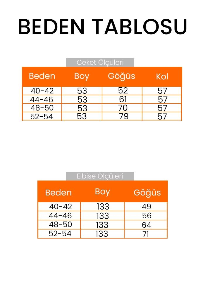 Elmina Ceket Elbise Scuba İkili Takım 1673 - Taş