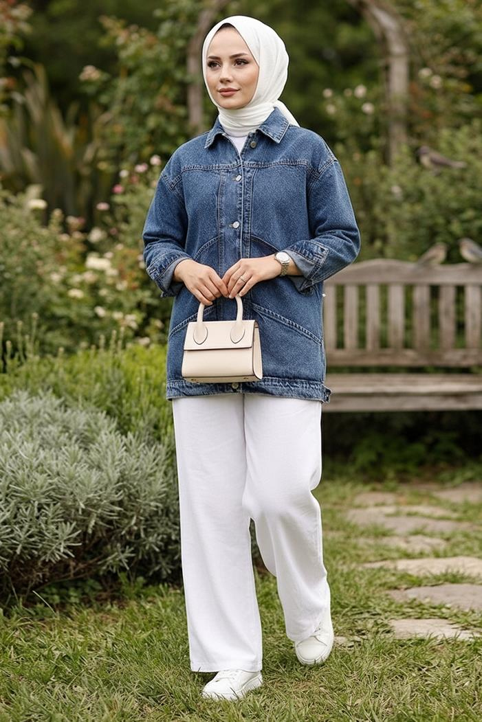 Elsan Oversize Kot Ceket 1437 - Mavi