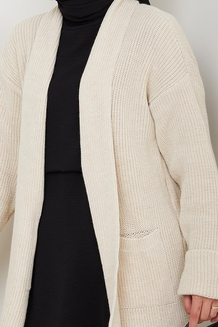 Enfil Şal Yaka Triko Hırka 1598 - Bej