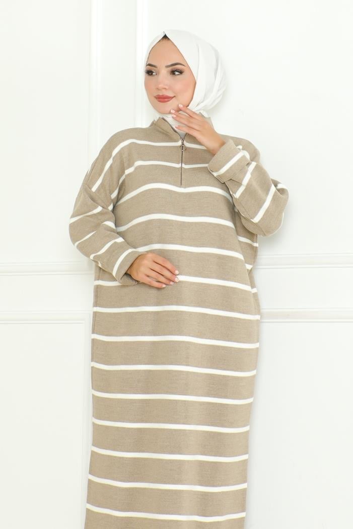 Ersila Triko Elbise 1132 - Taş