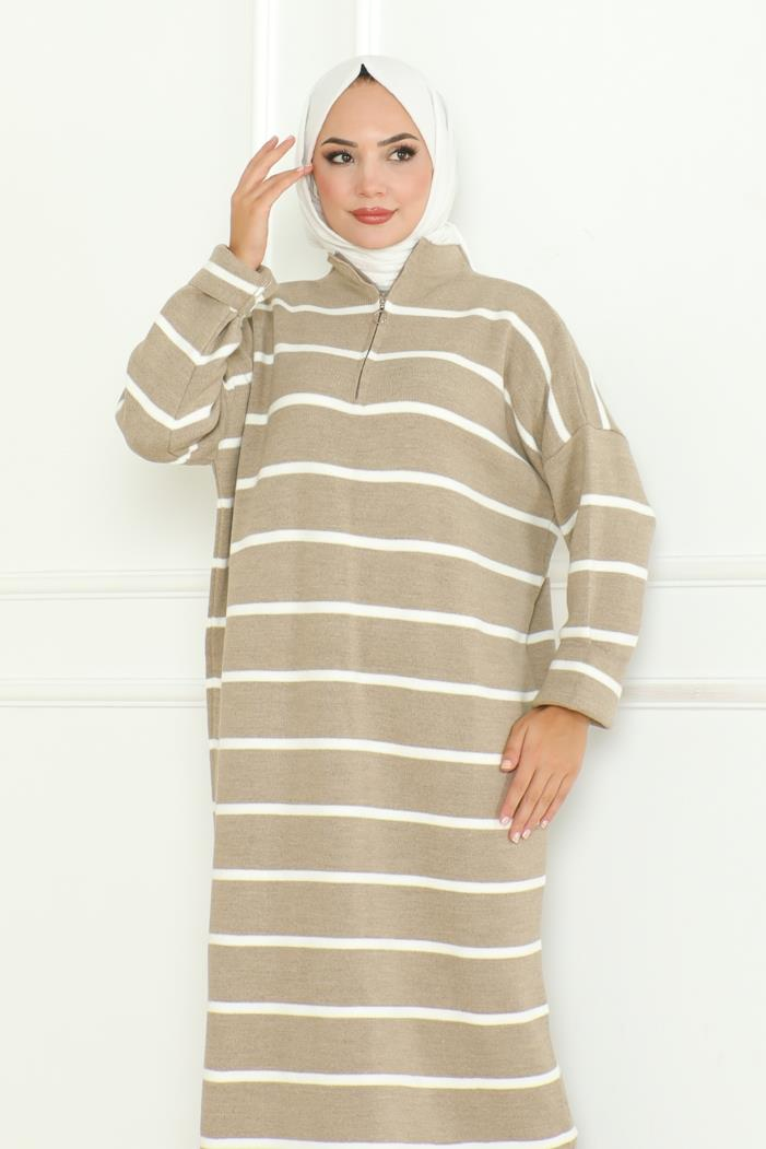 Ersila Triko Elbise 1132 - Taş