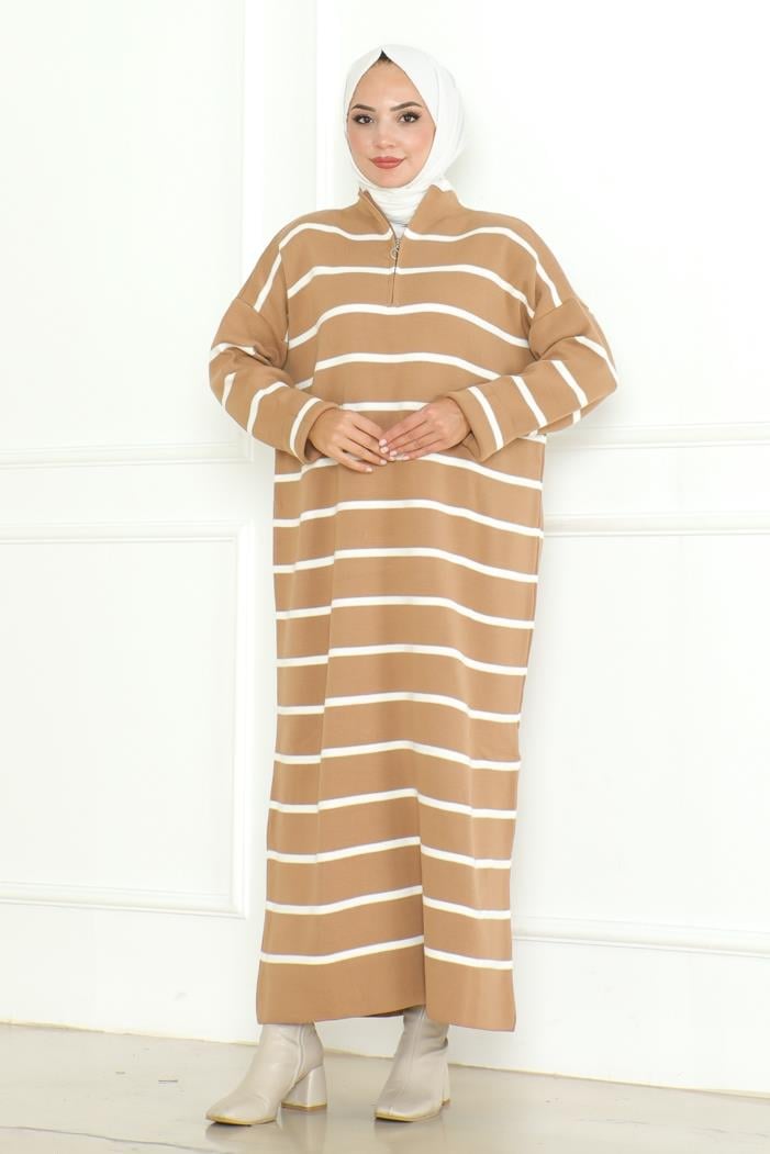 Ersila Triko Elbise 1132 - Vizon