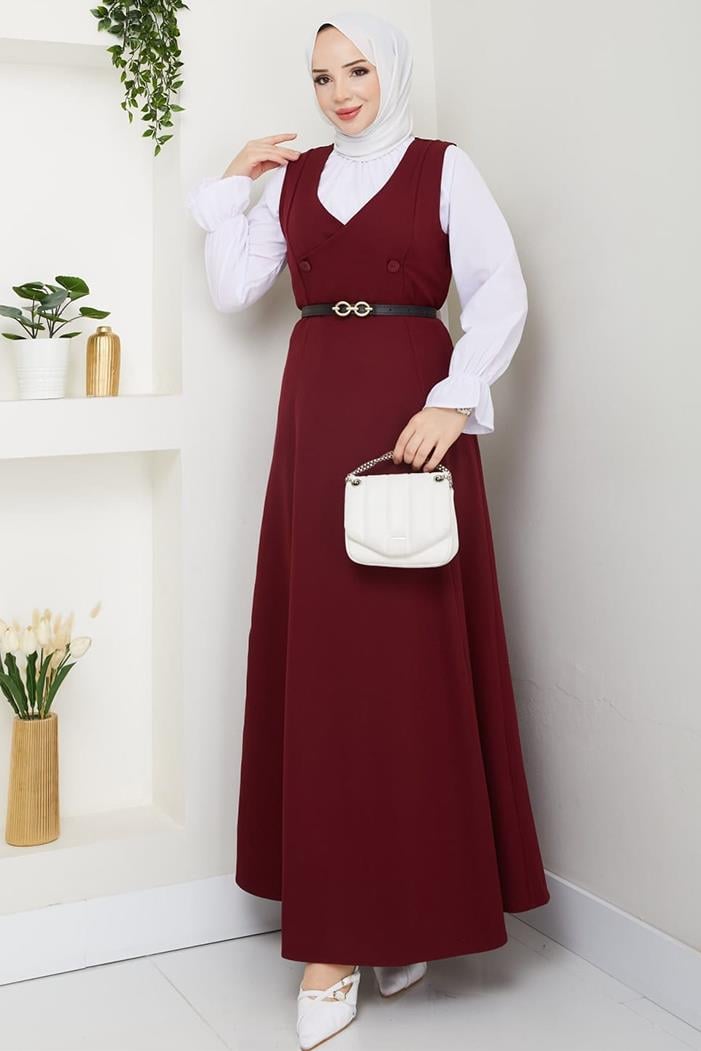 Erves Düğmeli Jile 1399 - Bordo