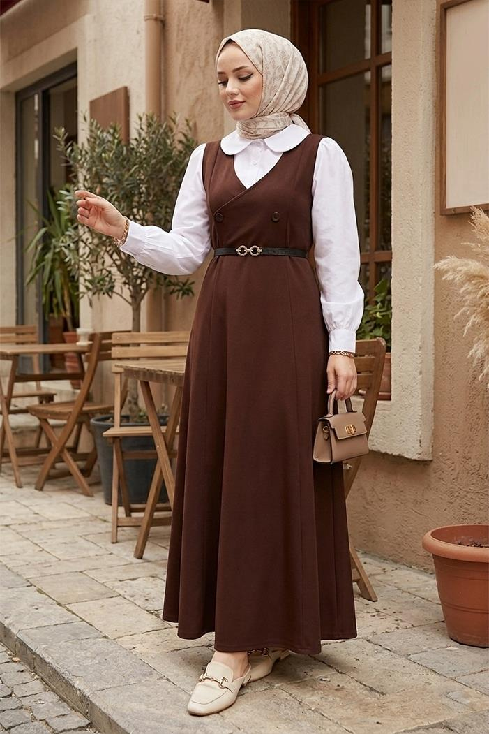 Erves Düğmeli Jile 1399 - Kahve