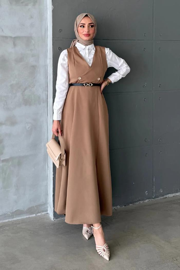 Erves Düğmeli Jile 1399 - Taba