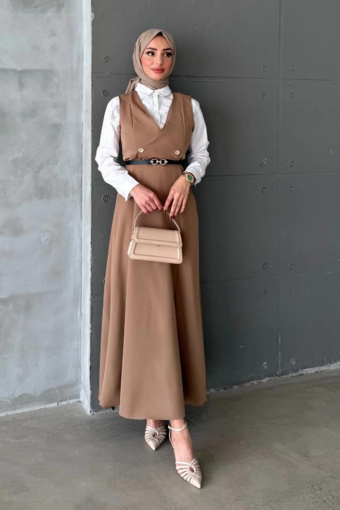 Erves Düğmeli Jile 1399 - Taba