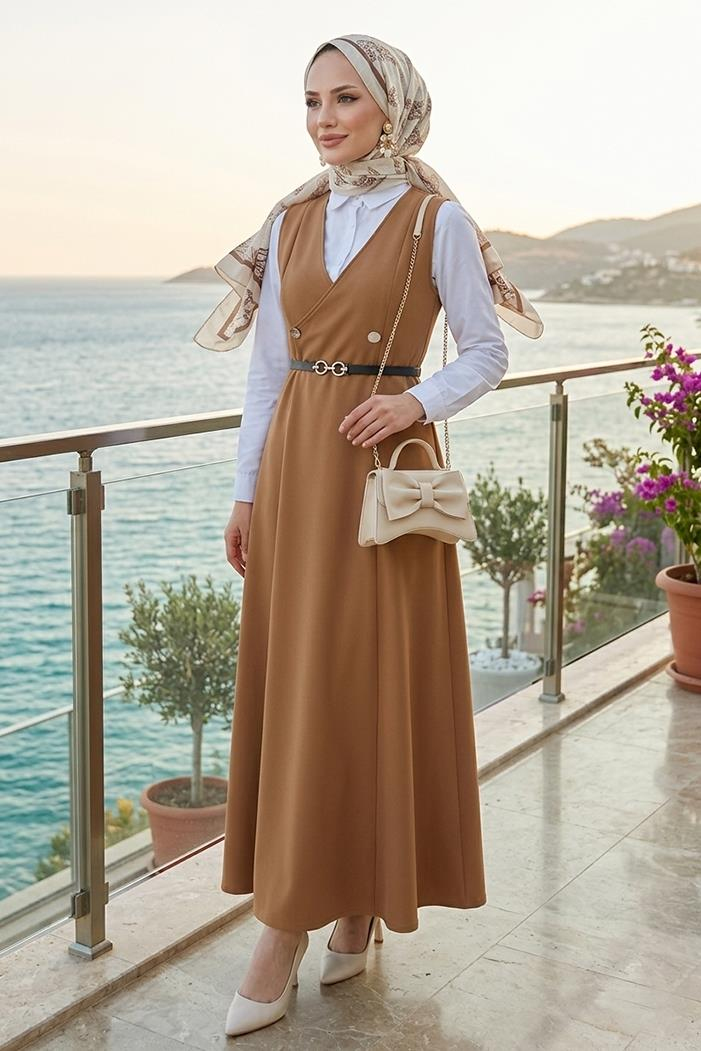 Erves Düğmeli Jile 1399 - Taba