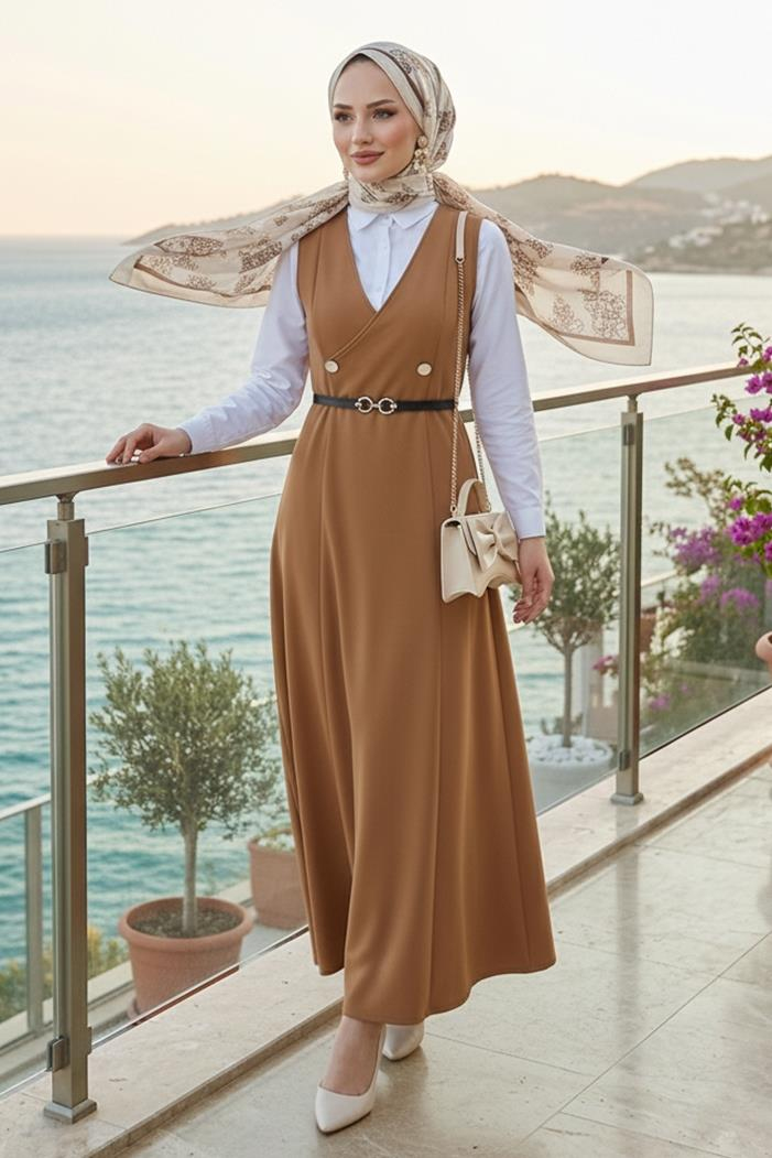 Erves Düğmeli Jile 1399 - Taba