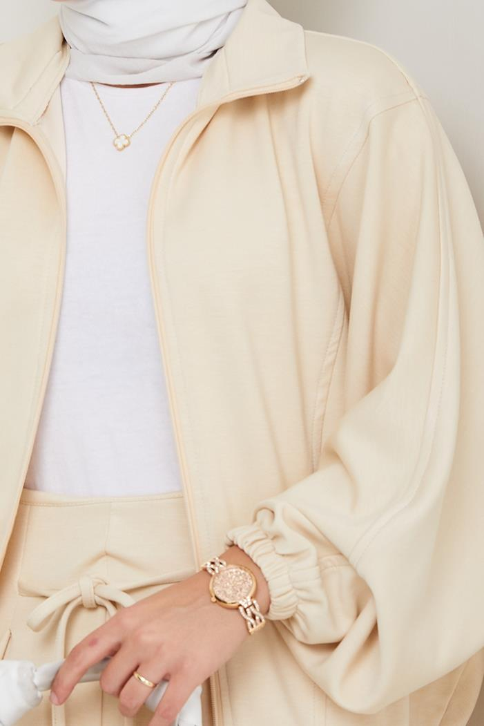 Fermuarlı Oversize Takım 1595 - Bej