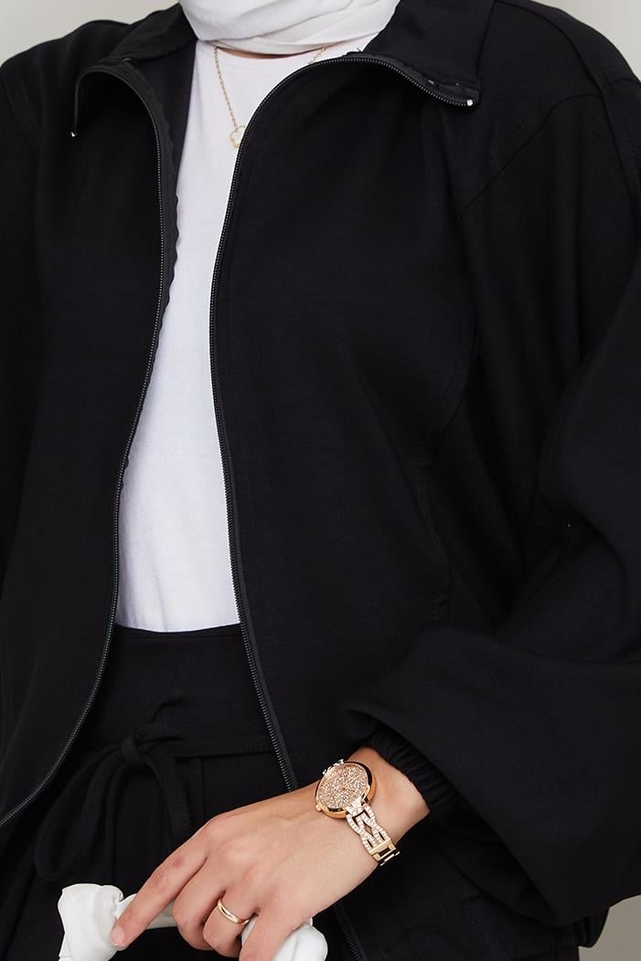 Fermuarlı Oversize Takım 1595 - Siyah