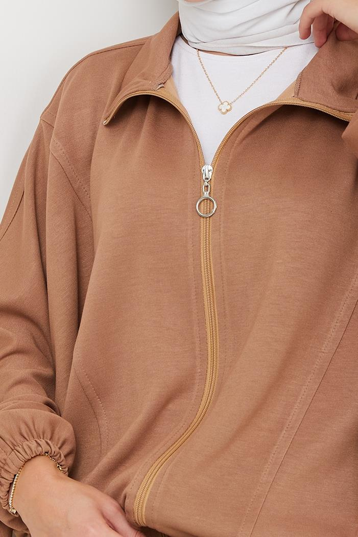 Fermuarlı Oversize Takım 1595 - Vizon