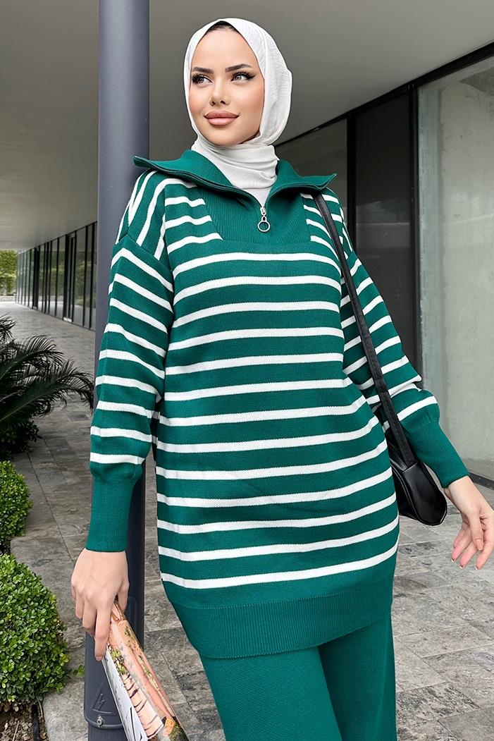 Fermuarlı Triko Takım 754 - Zümrüt Yeşili
