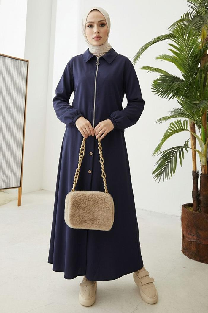Fermuarlı Tunik Etek İkili Takım 1674 - Lacivert