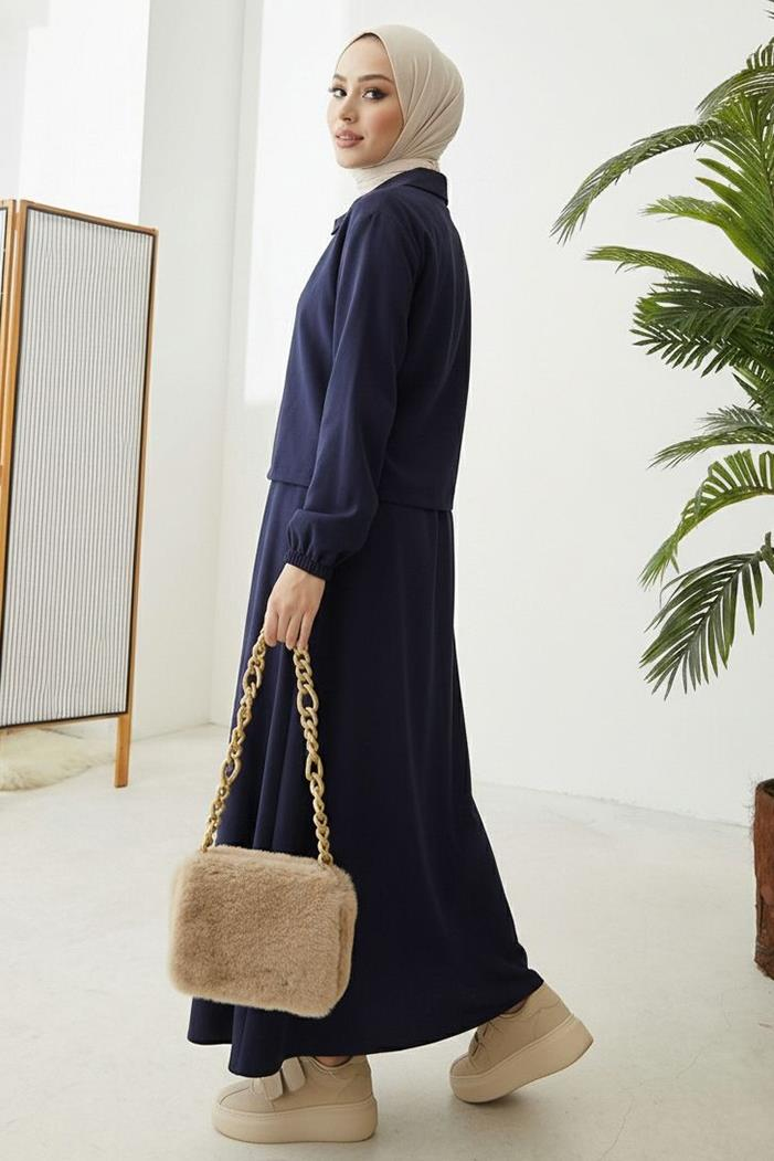 Fermuarlı Tunik Etek İkili Takım 1674 - Lacivert