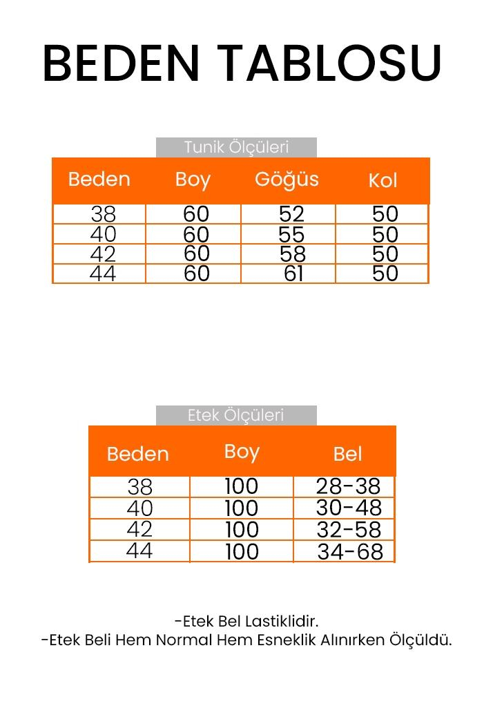 Fermuarlı Tunik Etek Kot İkili Takım 1643 - Mavi
