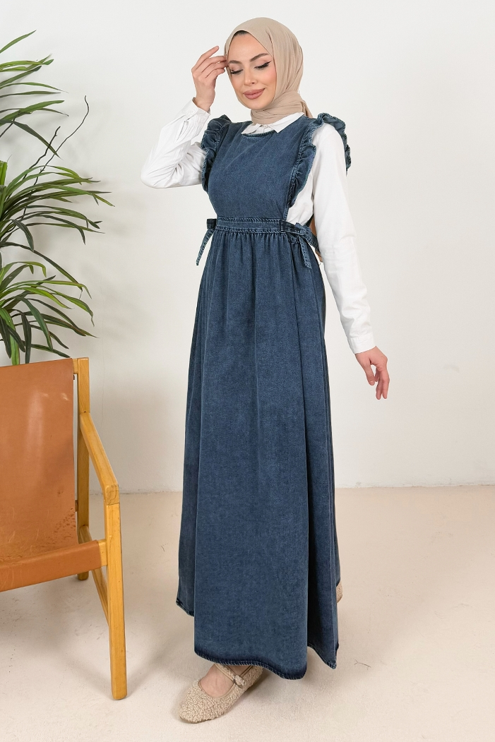 Fıfır Kol Kuşaklı Kot Jile 1373 - Mavi