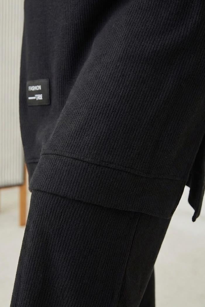 Fitilli Arma Detay Tunik Pantolon İkili Takım 1677 - Siyah