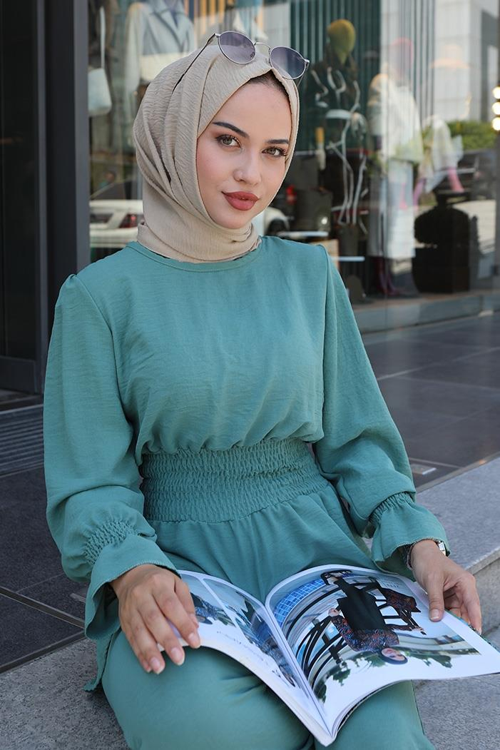 Gipeli Ayrobin Tunik Pantolon Tesettür İkili Takım 218 - Mint
