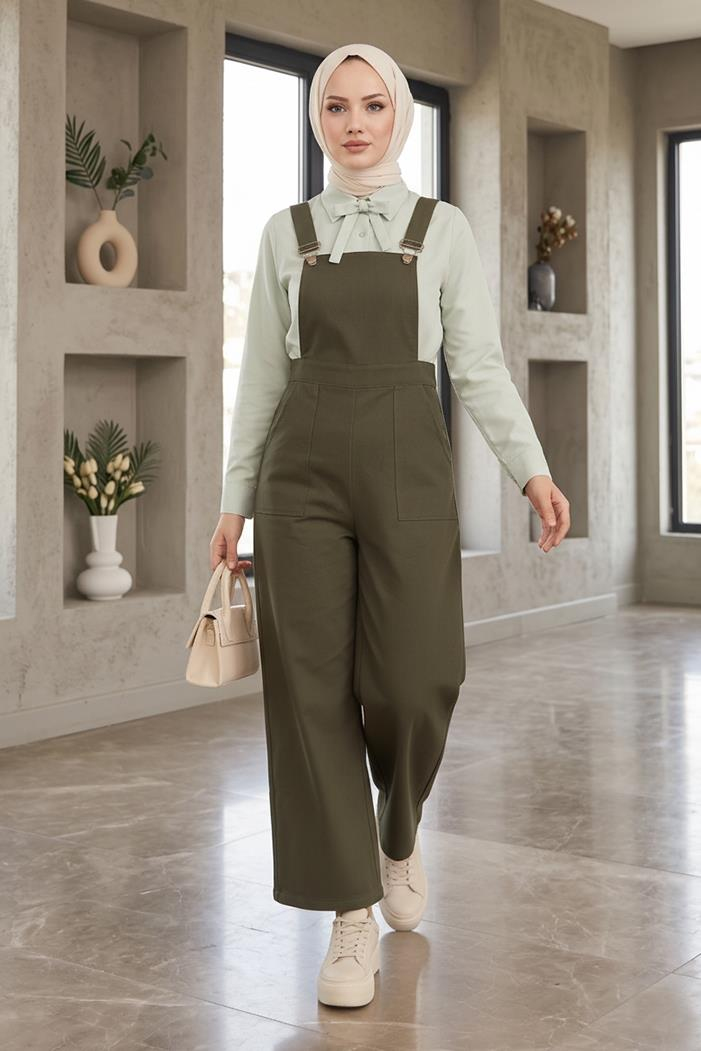 Gülru Cepli Gabardin Tulum 1587 - Haki
