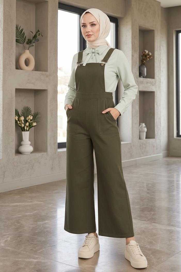 Gülru Cepli Gabardin Tulum 1587 - Haki