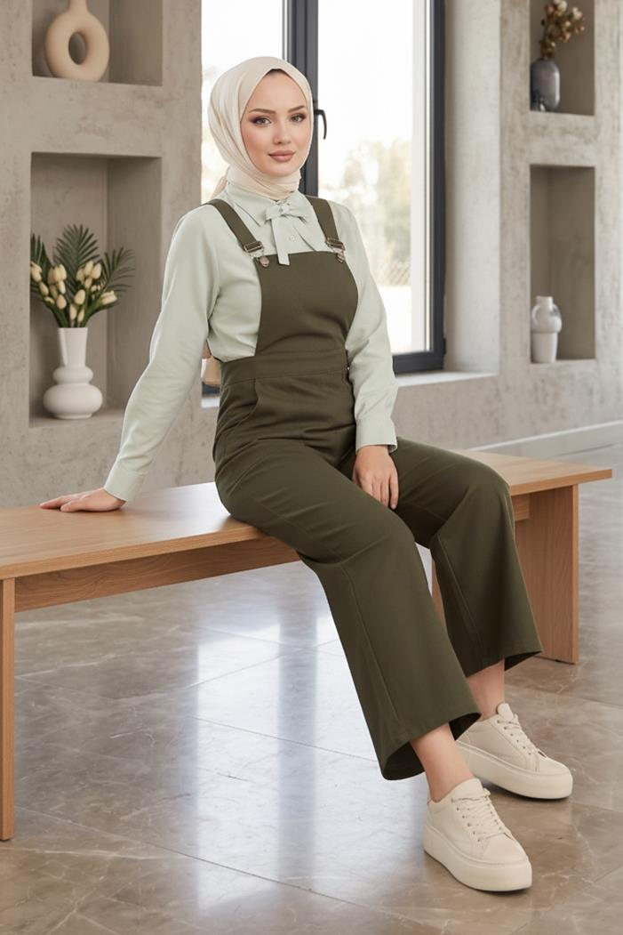 Gülru Cepli Gabardin Tulum 1587 - Haki