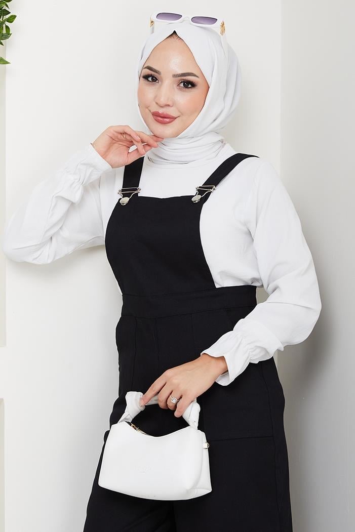 Gülru Cepli Gabardin Tulum 1587 - Siyah