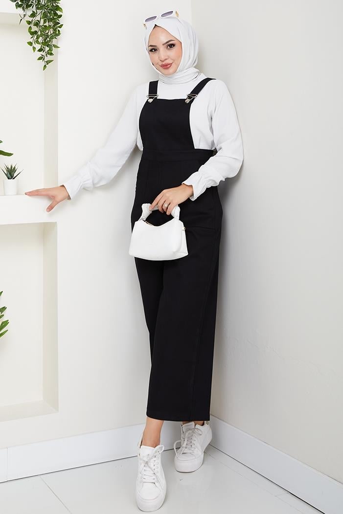 Gülru Cepli Gabardin Tulum 1587 - Siyah