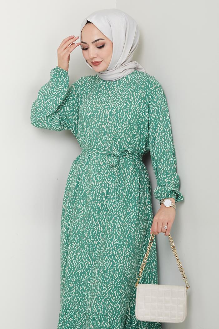 Gülser Dokuma Viskon Elbise 1488 - Mint