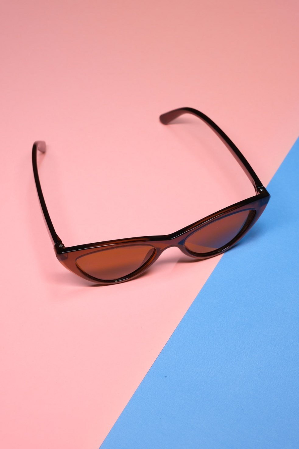 İnce Çerçeve Cat Eye Gözlük -Kahve