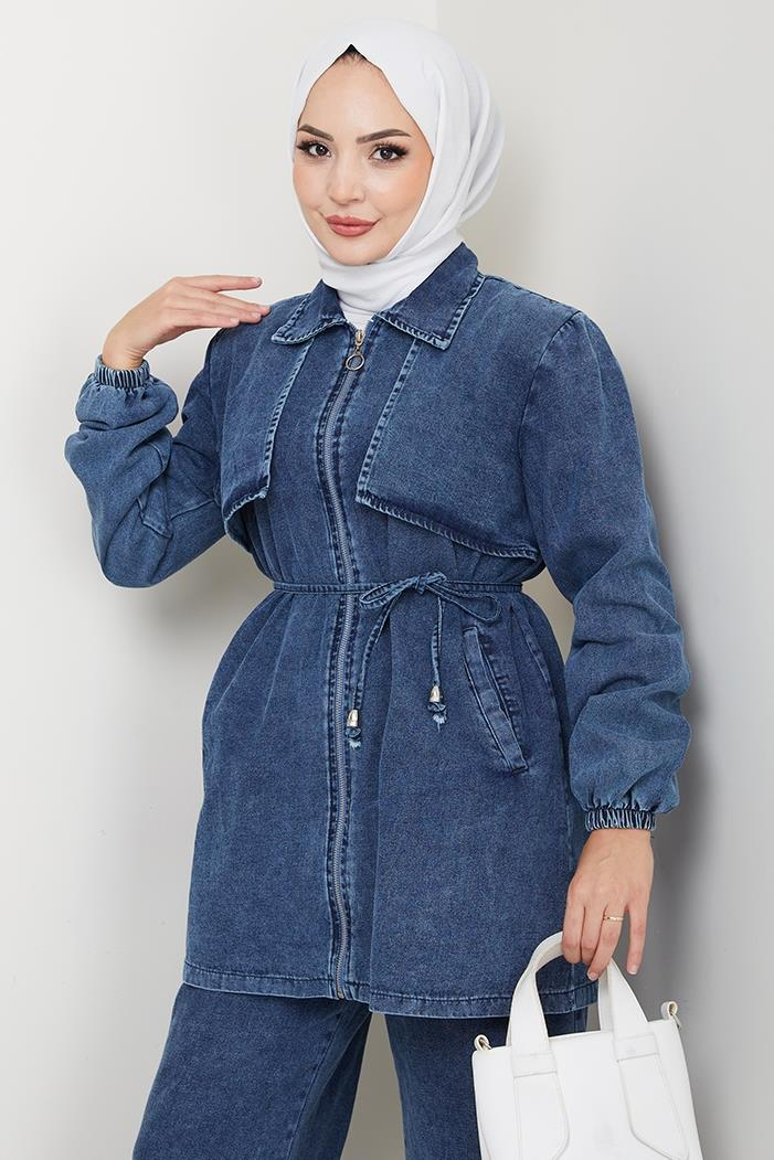 İpli Ceket Pantolon Kot İkili Takım 1641 - Mavi