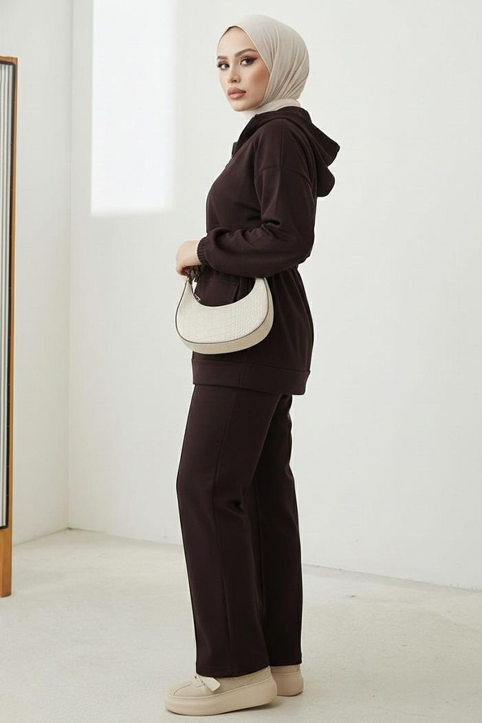 Kapak Cepli Oysho İkili Takım 1652 - Acı Kahve