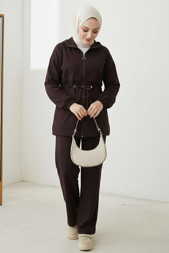 Kapak Cepli Oysho İkili Takım 1652 - Acı Kahve