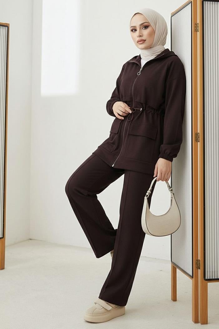 Kapak Cepli Oysho İkili Takım 1652 - Acı Kahve