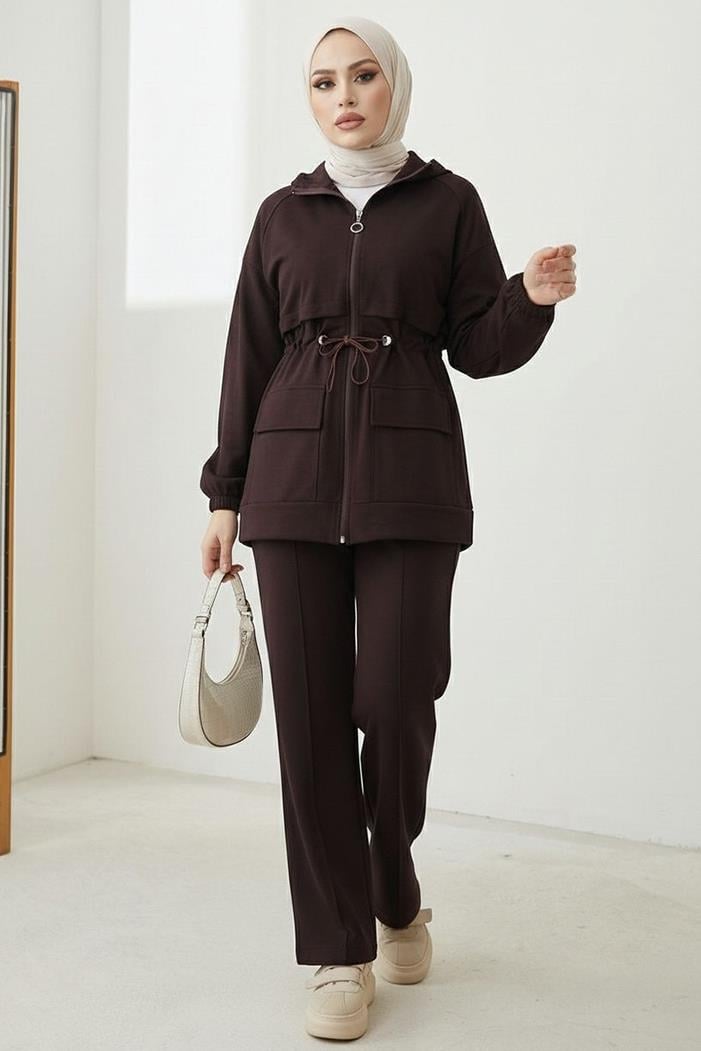 Kapak Cepli Oysho İkili Takım 1652 - Acı Kahve