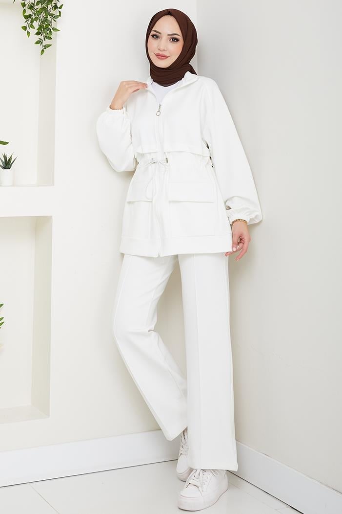 Kapak Cepli Oysho İkili Takım 1652 - Beyaz