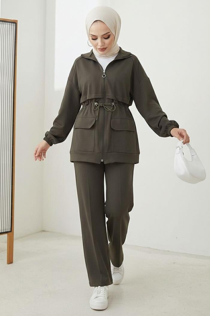 Kapak Cepli Oysho İkili Takım 1652 - Haki